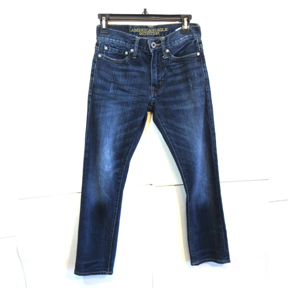 AEO Slim Straight Leg Dark Wash Jeans 26-28
